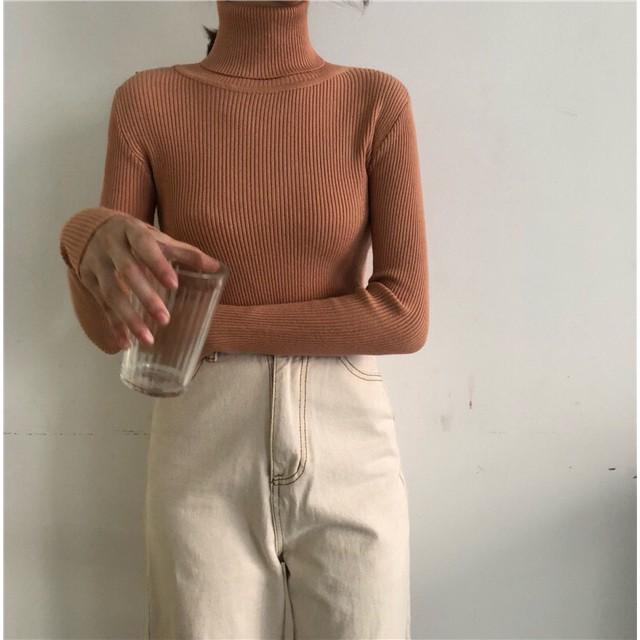 Áo len cao cổ cho nữ chất len tăm siêu mịn