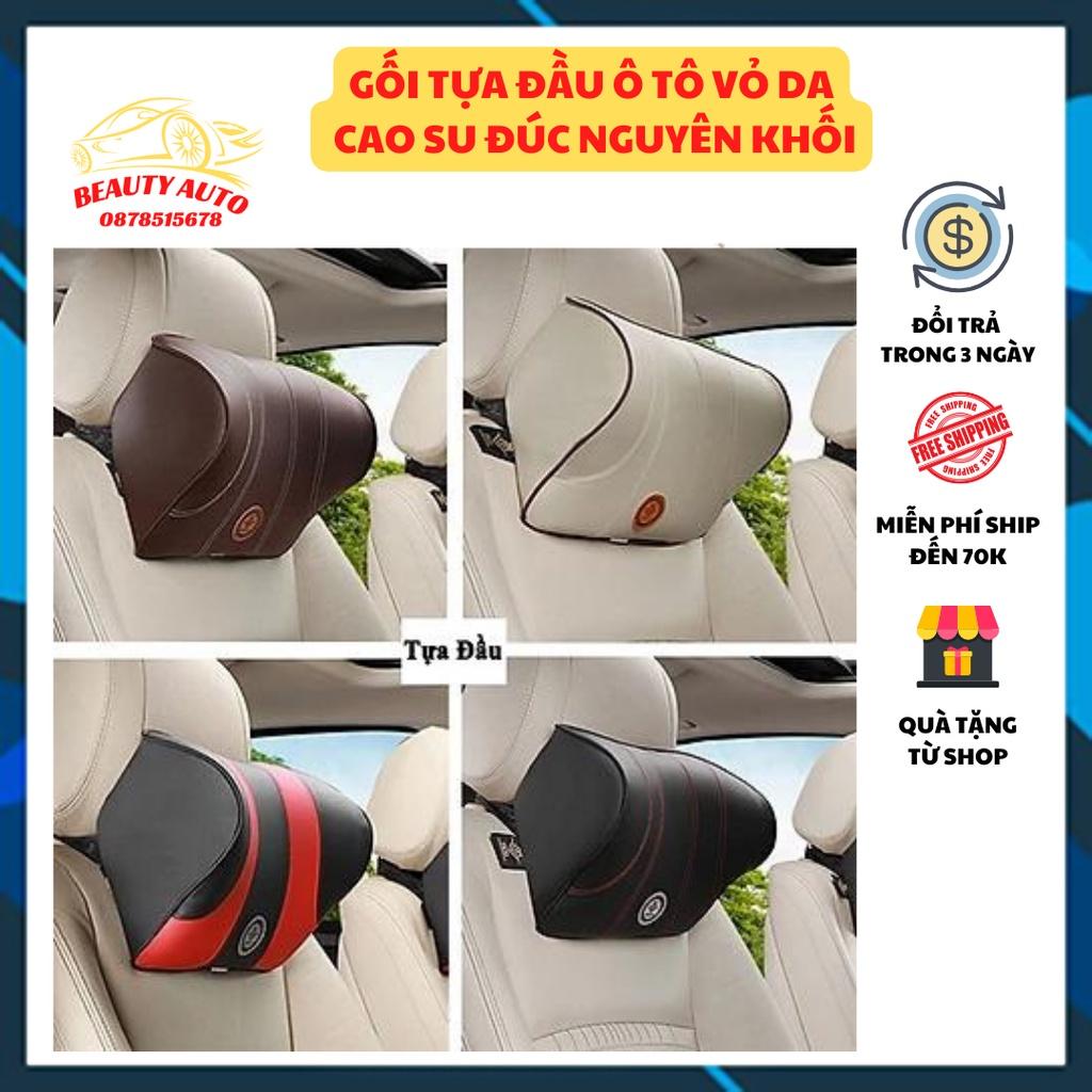 Gối Tựa Đầu Ô Tô, Gối Đầu Xe Hơi Chất Cao Su Non Đúc Nguyên Khối Bọc Da Cao Cấp Siêu Đàn Hồi, Mềm Mịn, Lỗ Thoáng Khí