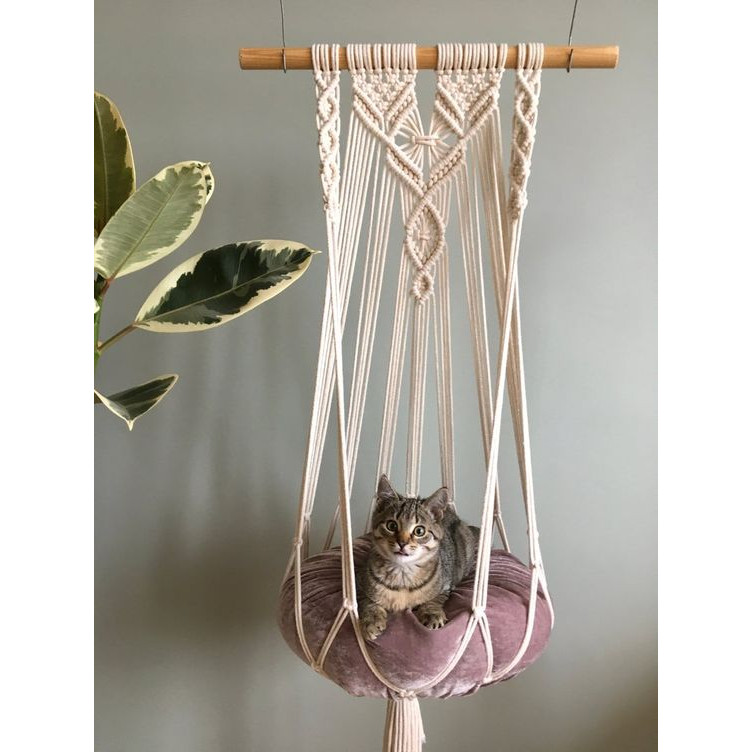 Võng ngủ cho mèo thú cưng tết macrame độc đáo