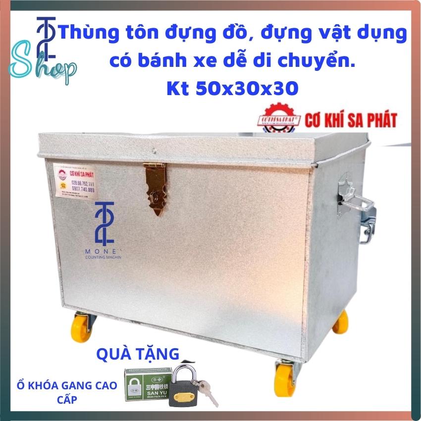 Thùng tôn đựng đồ, đựng vật dụng có bánh xe dễ di chuyển.Kt 50x30x30