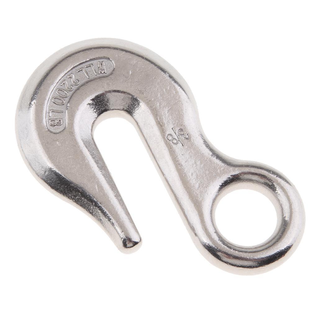 3/8" Eye Hoist Lifting Hook for Wire Rope Winch Cable Stainless Steel