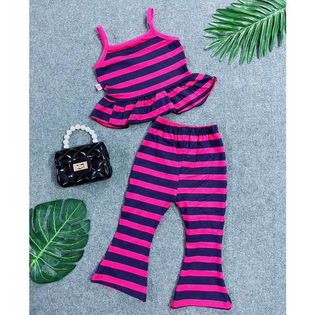 Bộ Quần Áo Bé Gái Áo Dây Vạt Bèo Quần Ống Loe Hàng Thiết Kế Nhã Uyên Kids Mã BK049