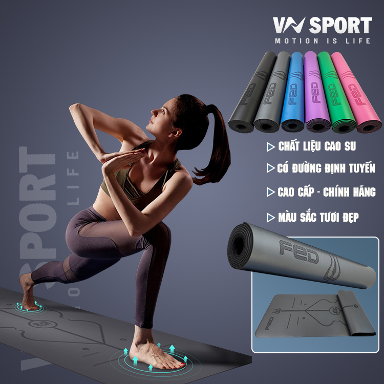 Thảm Yoga Định Tuyến Cao Cấp FED ( 68cm x 183cm x0.5cm )