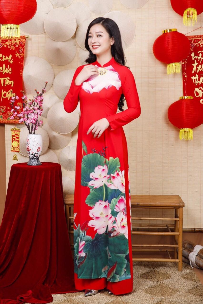 Áo Dài Hoa Sen Truyền Thống
