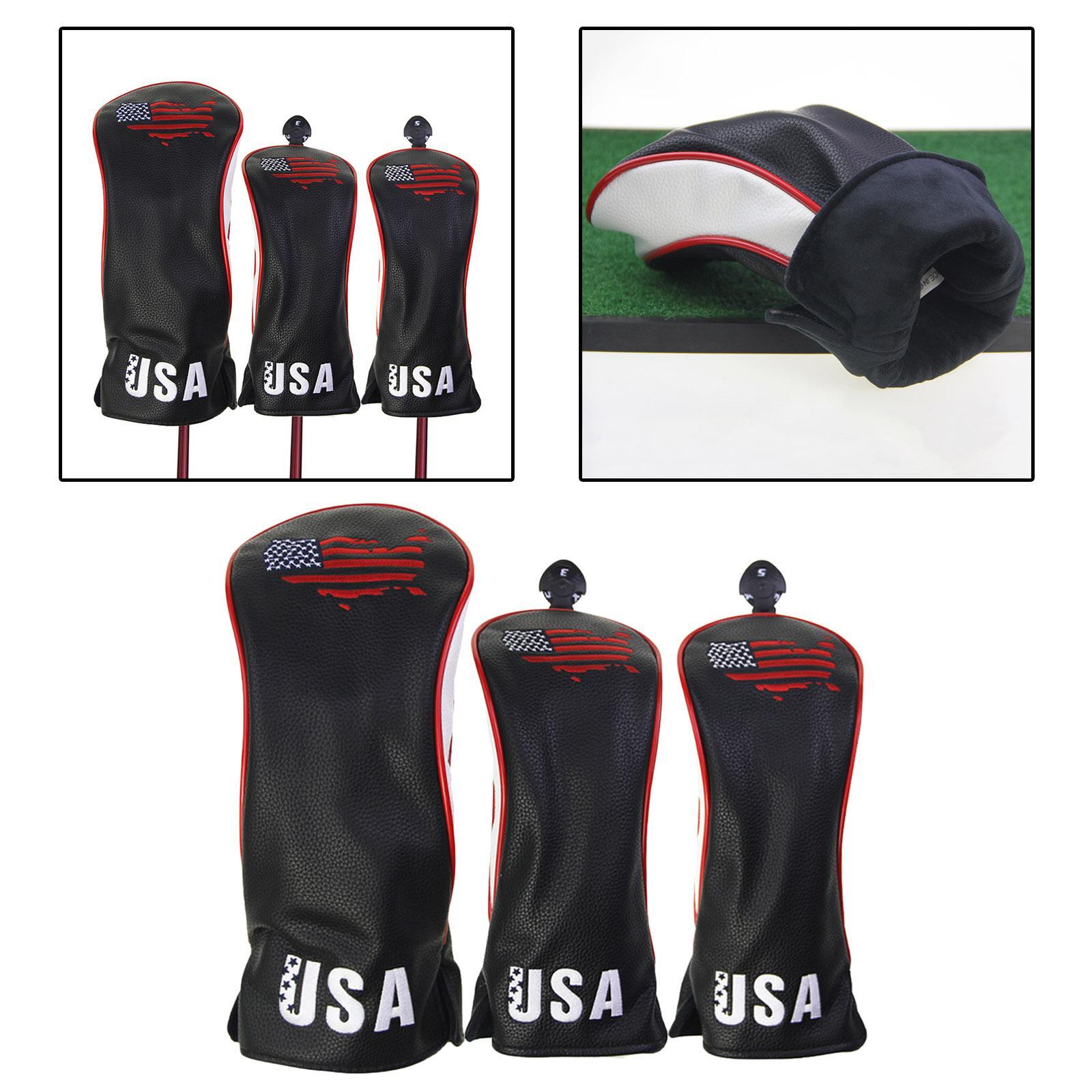 3x Golf Wood Headcover 3 5 Driver Head Cover Protector with No. Tag