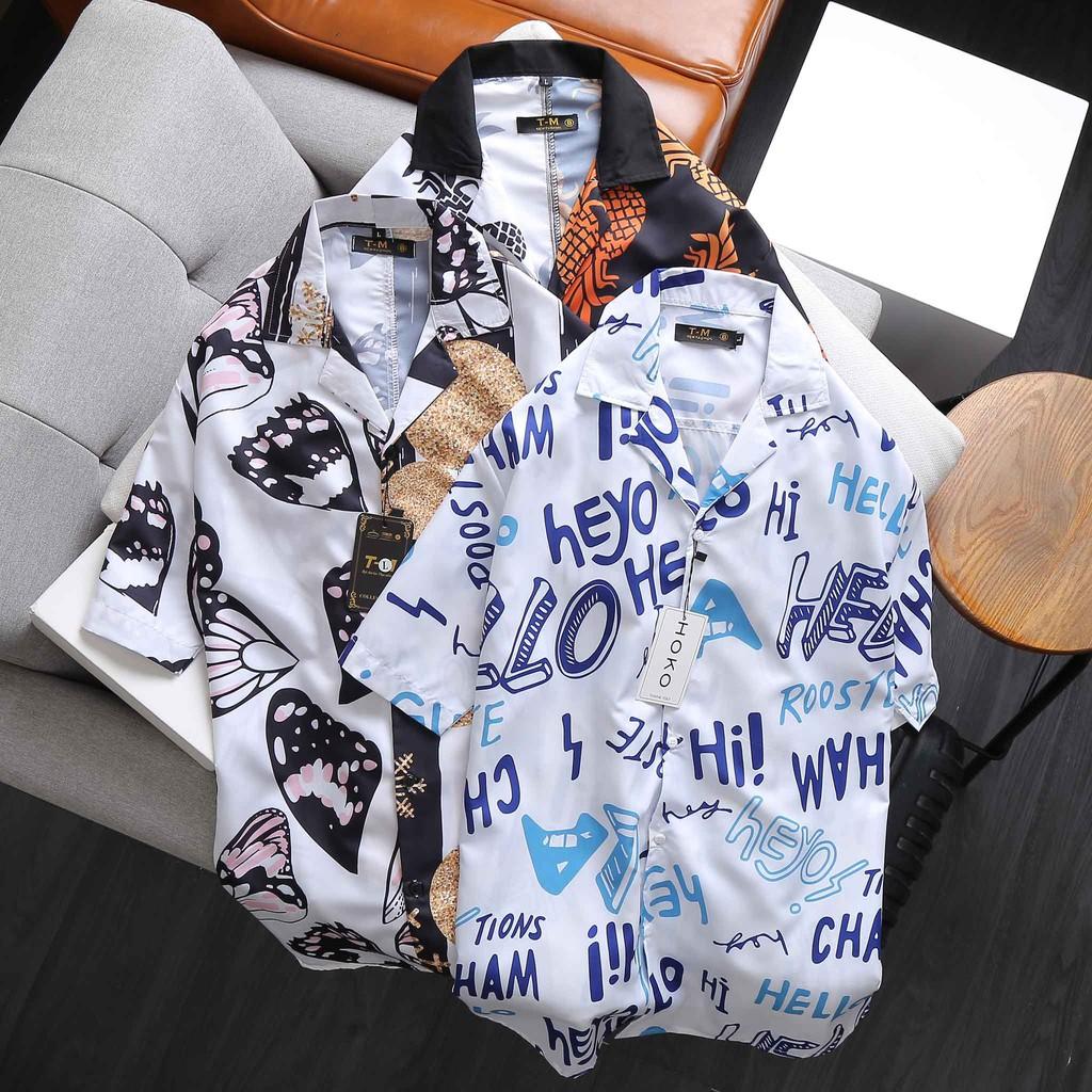 Áo sơ mi nam nữ họa tiết HÈ vải Lụa 3D thoáng mát, thấm hút, không nhăn form thoải mái cho mùa hè