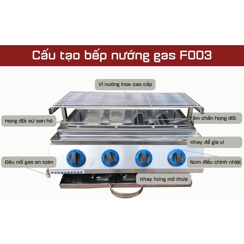 Bếp nướng gas hồng ngoại 4 họng ngắn