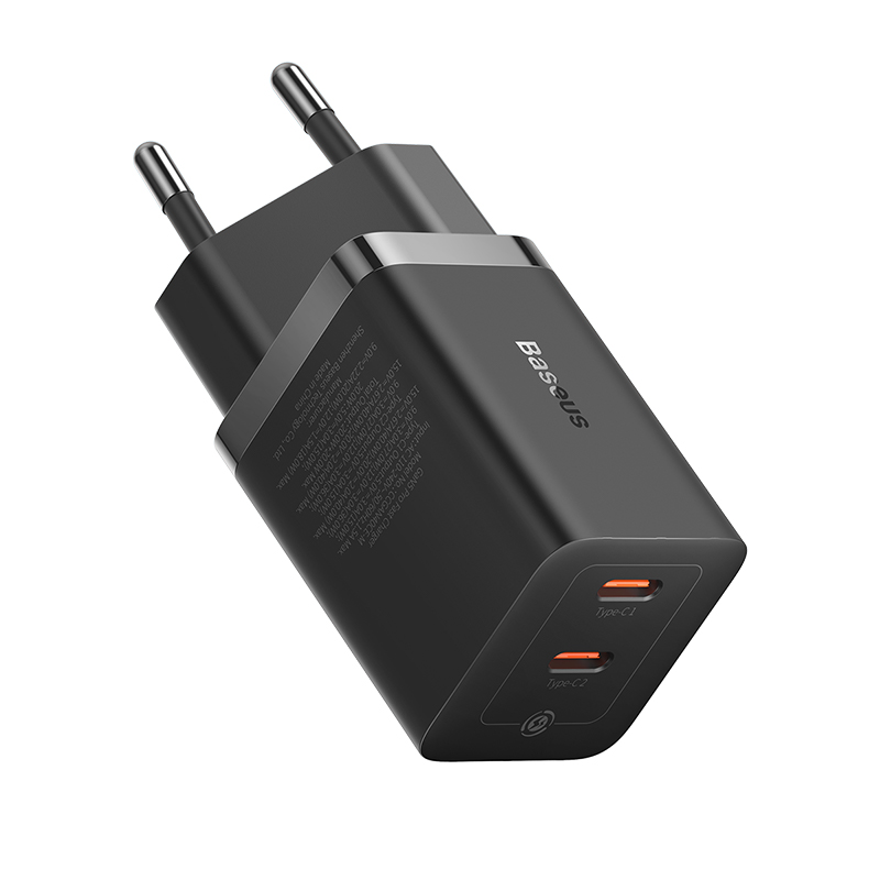 Cốc Sạc Nhanh Nhỏ Gọn OS-Baseus GaN5 Pro Fast Charger C+C 40W EU (Chân cắm tròn) (Hàng chính hãng)