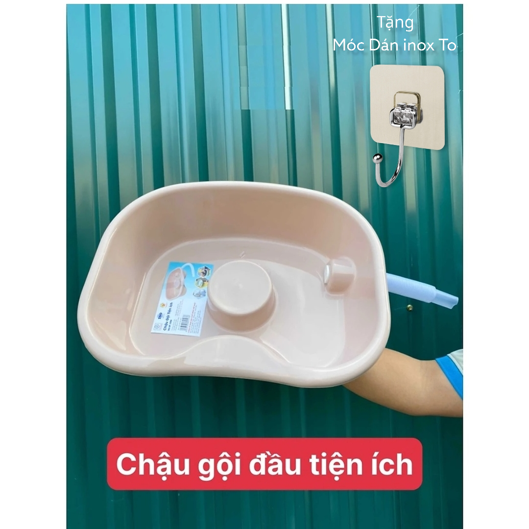 Chậu gội đầu tại giường cho người già, trẻ nhỏ, người bệnh... màu sắc giao ngẫu nhiên- Hàng Xuất Nhật _ Chính Háng ( Tặng móc dán inox to )