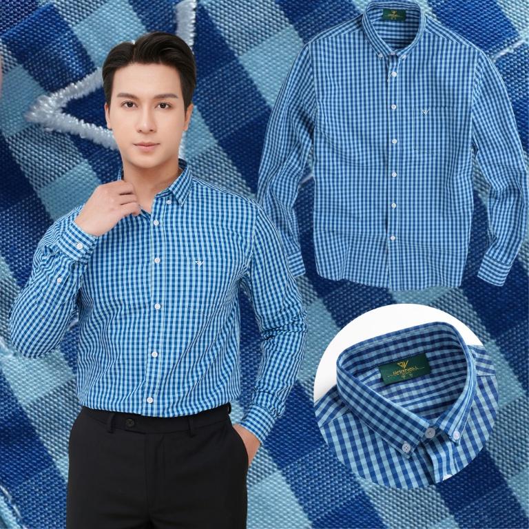 Sơ mi nam DARNELL dài tay kẻ ô sợi cotton cao cấp ít nhăn DN145