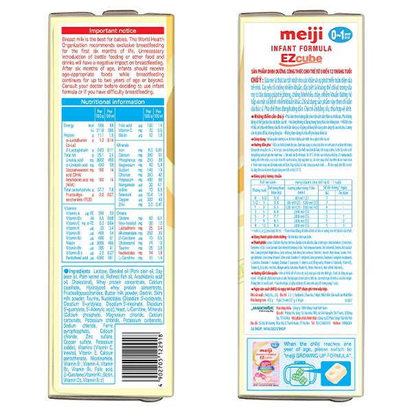 Sữa bột Meiji Infant Formula Ezcube hộp 432g