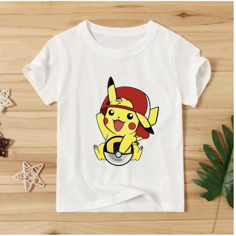 Áo thun cho bé trai hình pikachu mát mẻ