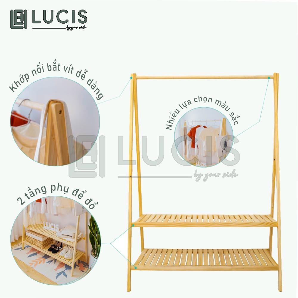 Kệ chữ A treo quần áo 2 tầng cao cấp màu trắng size 80cm - Giá treo quần áo 2 tầng