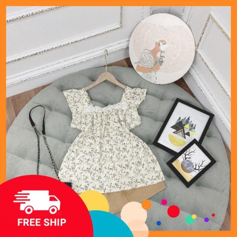 SET ÁO ĐŨI HOA NHÍ VÀNG PHỐI REN CÁNH TIÊN MIX QUẦN ĐŨI ĐÙI KEM