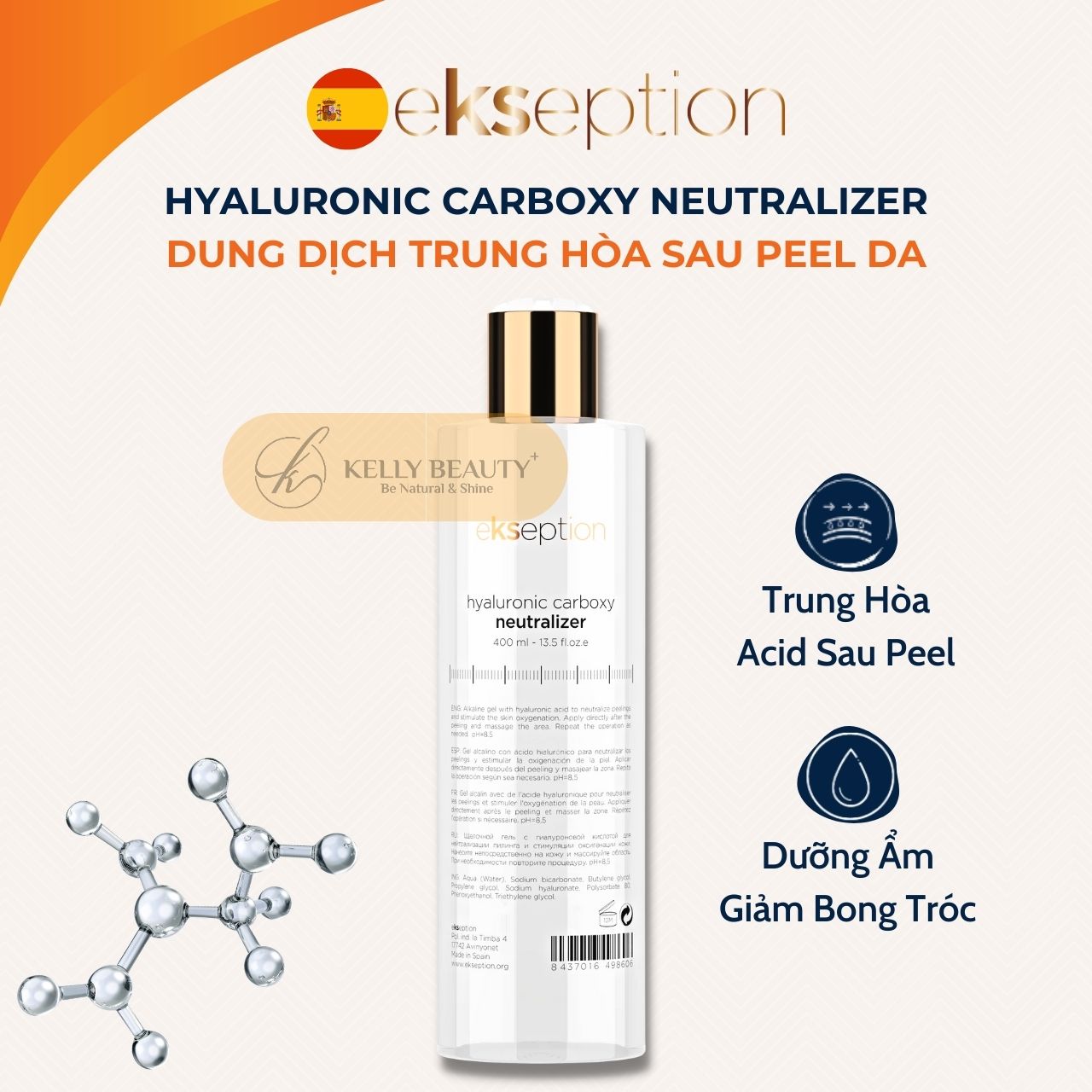 Dung Dịch Trung Hòa Sau Peel - ekseption Hyaluronic Carboxyl Neutralizer - Giảm Bong Tróc, Ngừa Kích Ứng - Kelly Beauty