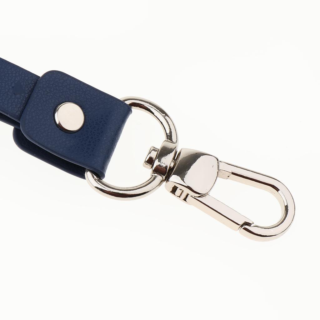 3-5pack PU Leather Neck Strap Lanyard Metal Clips for ID Cards Badges Blue