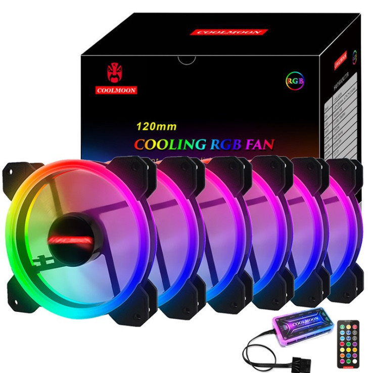 Bộ 6 Quạt + Khiển Coolmoon RGB V2 - Hàng nhập khẩu