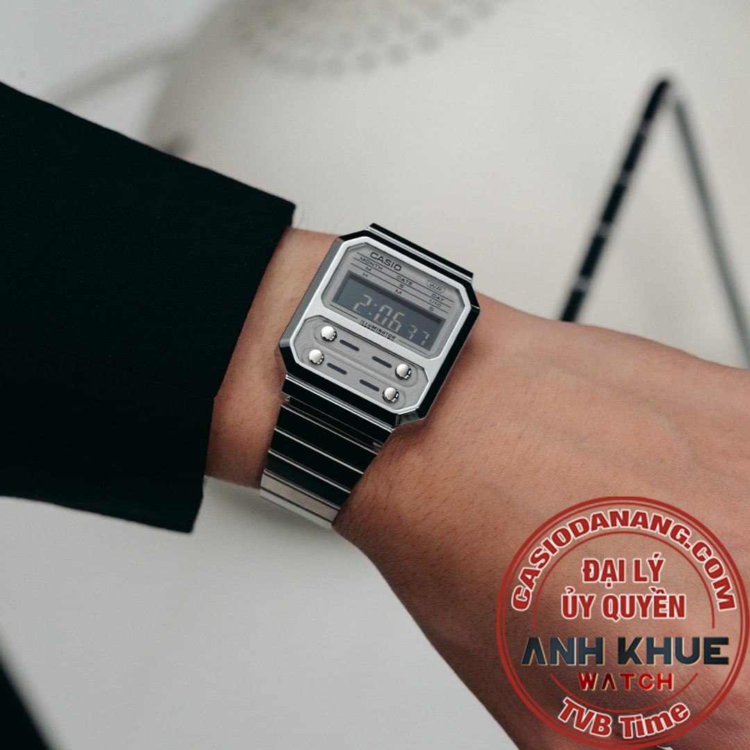 Đồng hồ unisex dây kim loại Casio Standard chính hãng Anh Khuê A100WE-7BDF