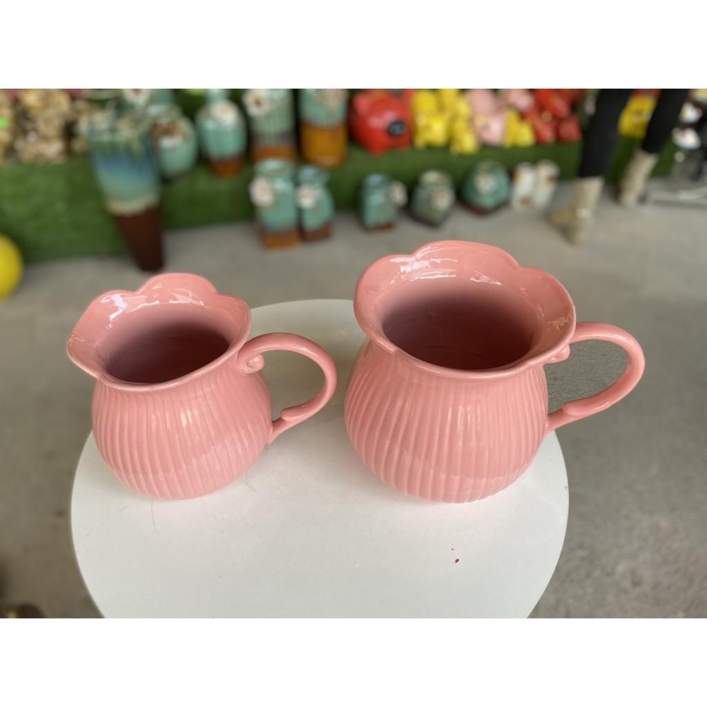 BÌNH HOA DÁNG CA TRÒN MIỆNG LOE MÀU HỒNG XINH XỈU