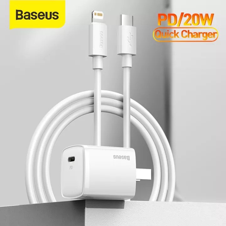 Bộ Cốc sạc và Cáp sạc nhanh Baseus Super Si PD 20W CCCJGCC for iPhone 12 (Hàng chính hãng)