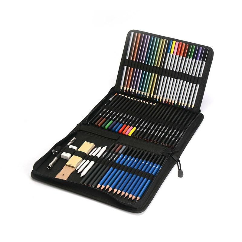 72Pcs Sketch Color Painting Set Professional Professional Artist Pencils Set Water-Soluble Lead Supplies Drawing ELEN