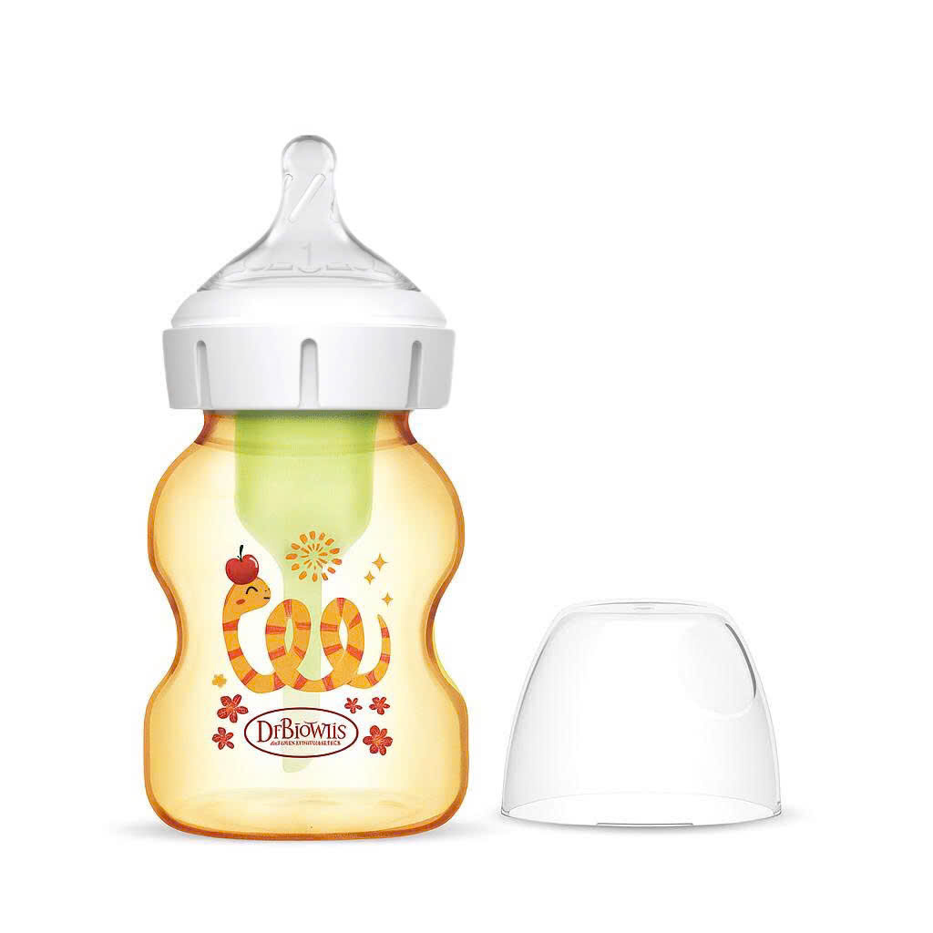 [ WB51024-CH ] Bình sữa Dr.Brown's cổ rộng, nhựa PPSU, 150ml, họa tiết hình con rắn