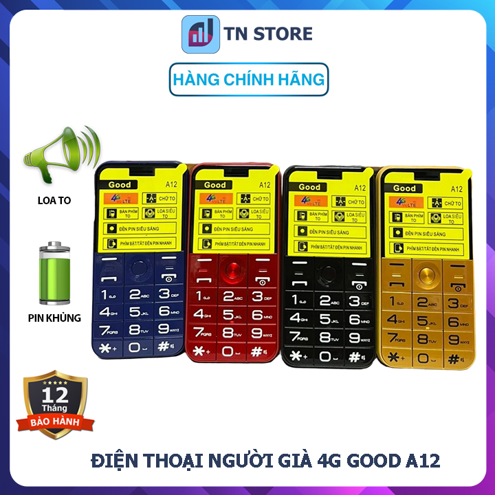 Điện thoại người già 4G Good A12 - Loa to, chữ to, pin khủng - Mới full box