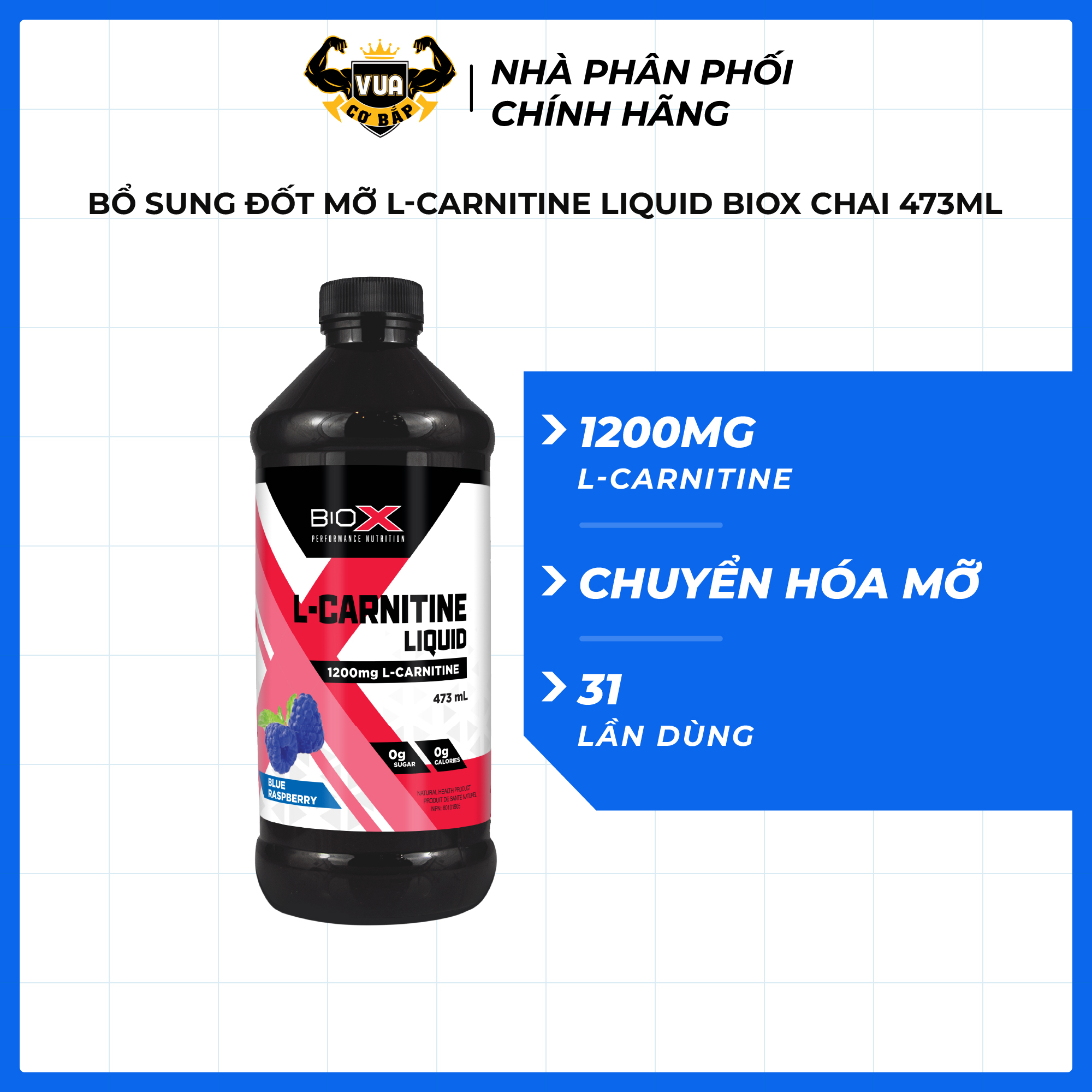Bổ Sung Đốt Mỡ L-Carnitine Liquid BioX Chai 473ml