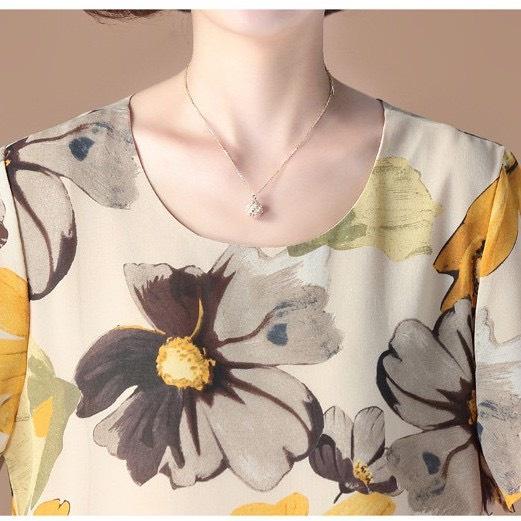 ĐẦM TRUNG NIÊN HOA CÚC THỜI TRANG