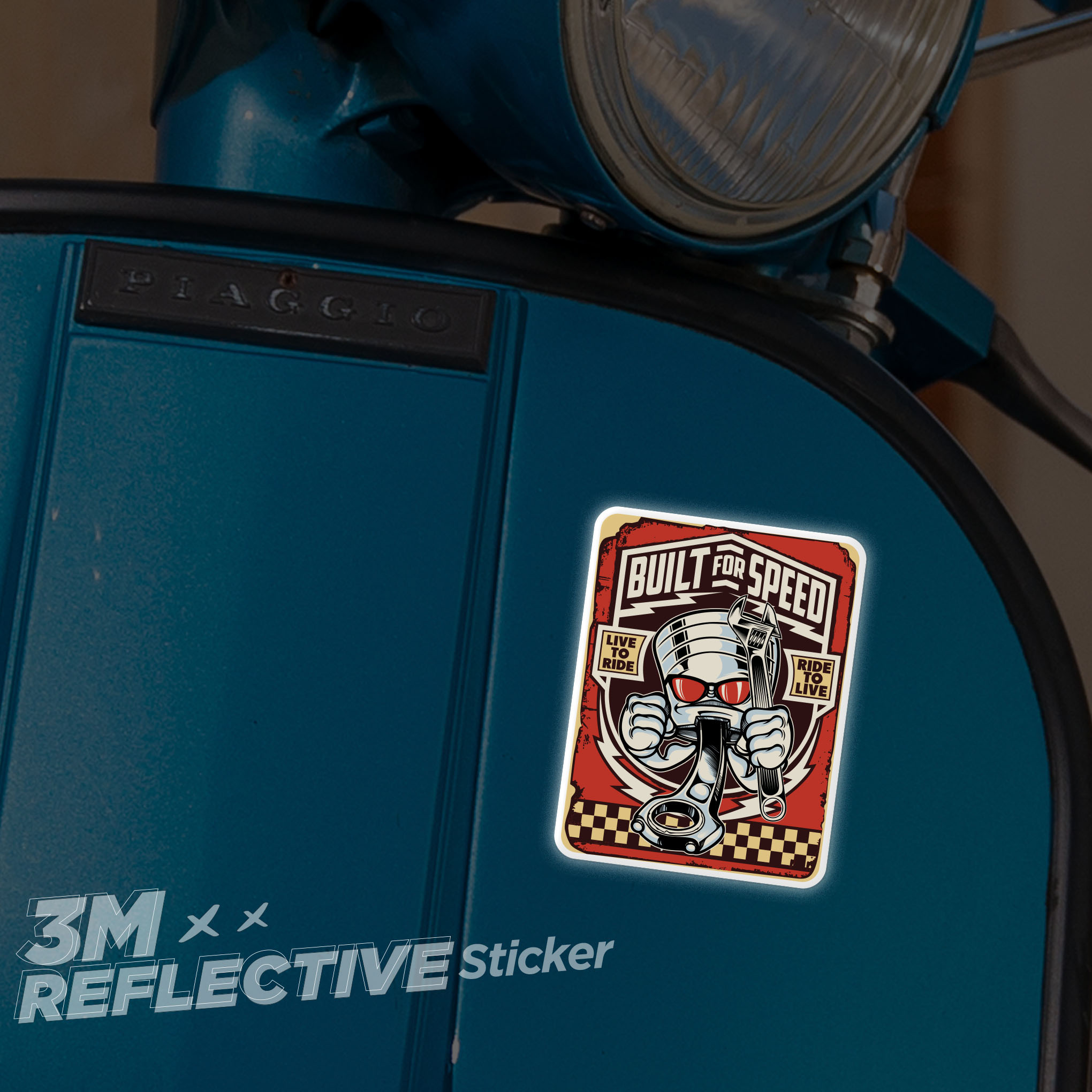 BUILT FOR SPEED PISTON 3M - Reflective Sticker Die-cut Hình dán phản quang STICKER FACTORY