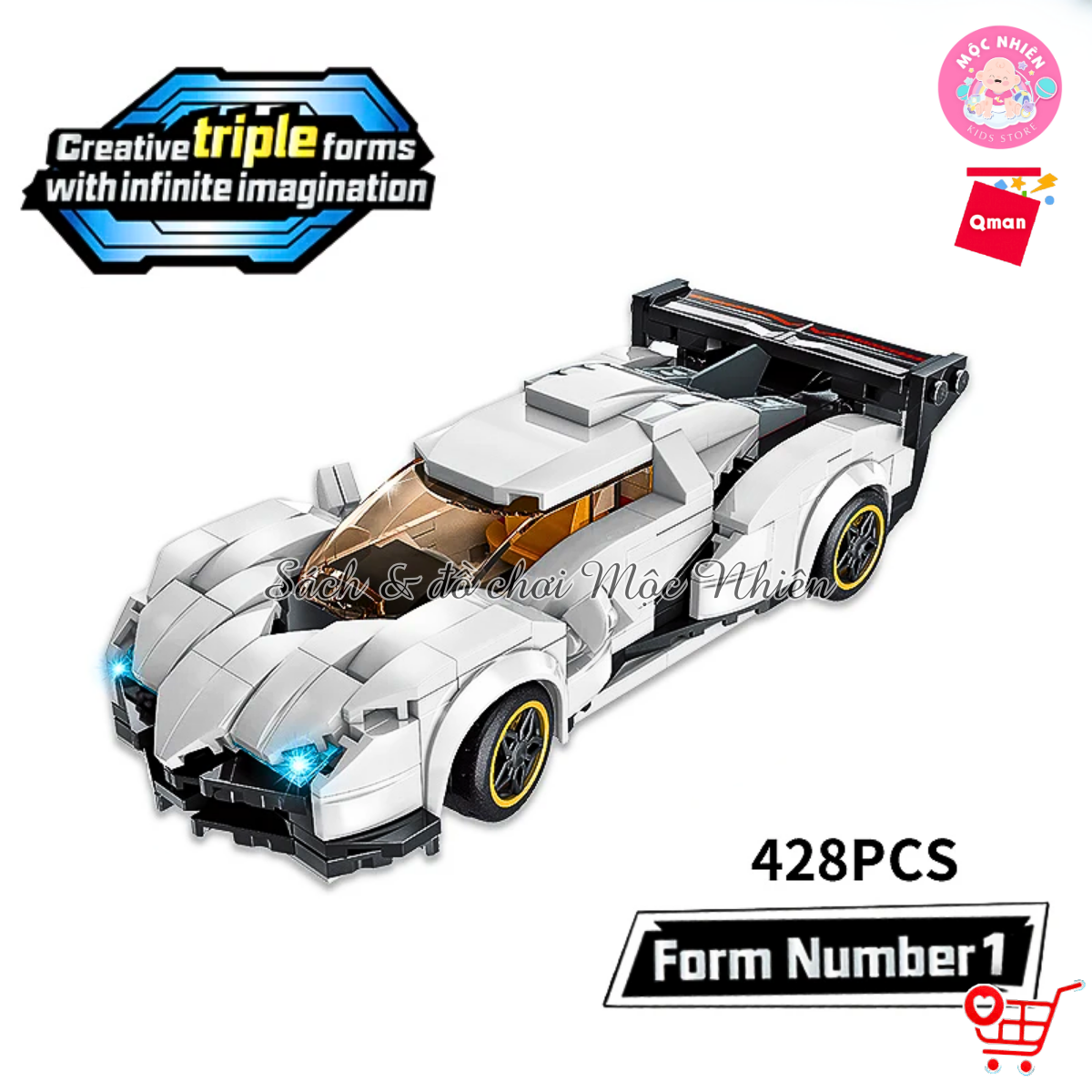 Đồ Chơi Xếp Hình, Lắp Ráp Qman 42102 - Xe Đua Vua Tốc Độ Biến Hình (428 chi tiết)