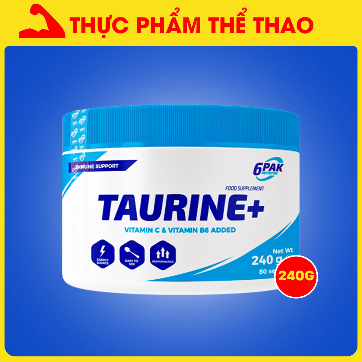 TAURINE+ (240g) - Gia Tăng Sức Mạnh - Hàng chính hãng 6PAK