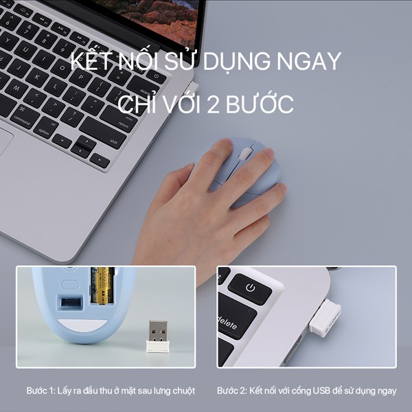 Chuột Máy Tính Văn Phòng Không Dây Tĩnh Âm ACOME 2.4GHz, Độ Phân Giải Lên Tới 1600DPI - Hàng Chính Hãng