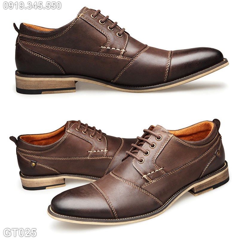 Giày da công sở, giày tây cỡ lớn 45 46 47 48 cho nam cao to chân ú bè. Big size leather shoes for wide feet - GT25