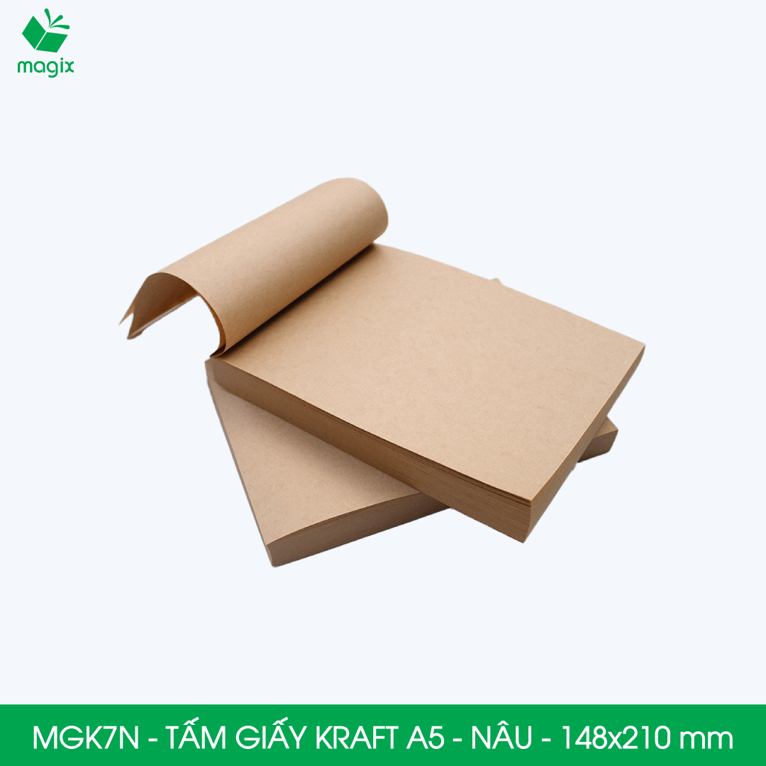 MGK7N - A5 - 70 gsm - 500 tờ giấy kraft nâu - Dùng gói hàng, bọc quà, làm nháp, chèn lót chống sốc