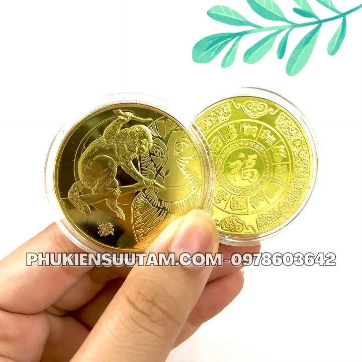 Xu 12 Con Giáp Tuổi Thân, đường kính: 4cm, màu vàng - SP005825