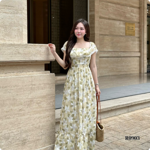 Đầm Maxi Ruzimay Trễ Vai Dáng Dài Hoạ Tiết R0900