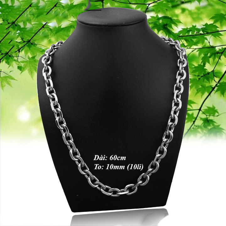 Dây chuyền nam mắt xích tròn 10li cá tính MDC003-10 Không đen không gỉ sét
