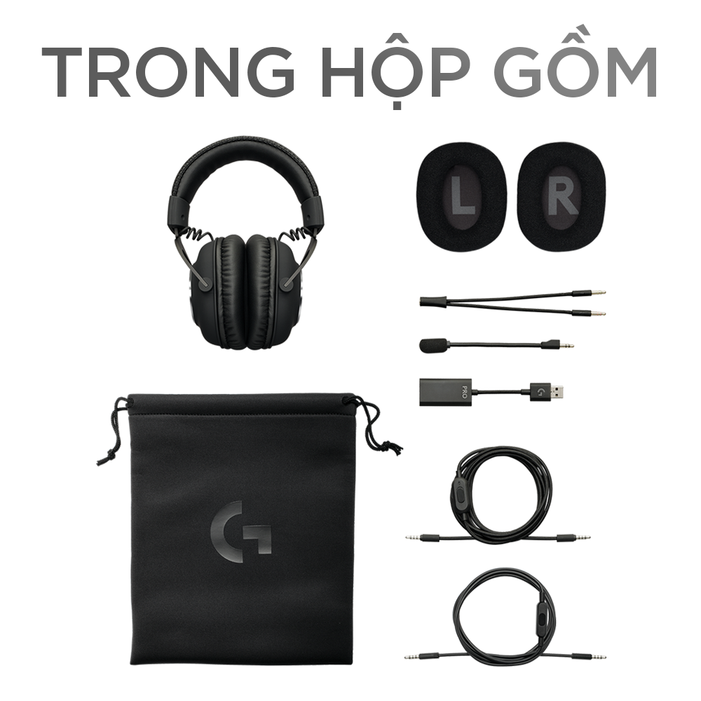 Tai nghe game có dây Logitech G Pro X - Mic Blue Voice, âm thanh vòm, màn loa Pro-G 50mm, đệm tai cao su non -Hàng chính hãng