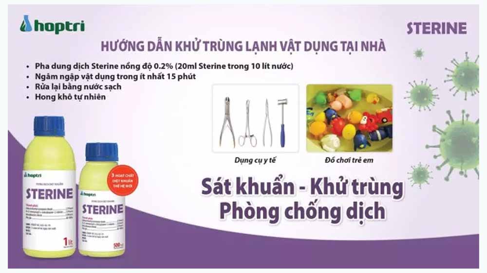 Dung dịch khử trùng SÁT KHUẨN PHÒNG CHỐNG DỊCH chuyên dụng Sterine (Chai 1L)