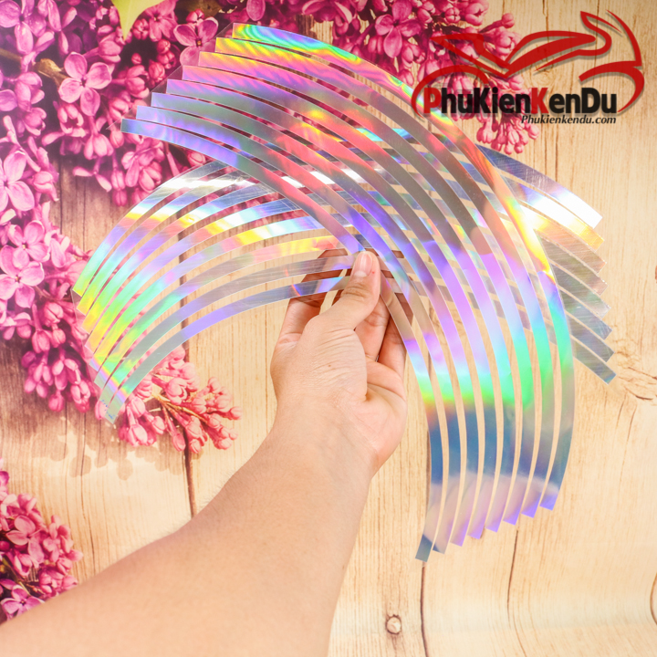 Tem viền mâm xe máy phản quang MÀU CROM