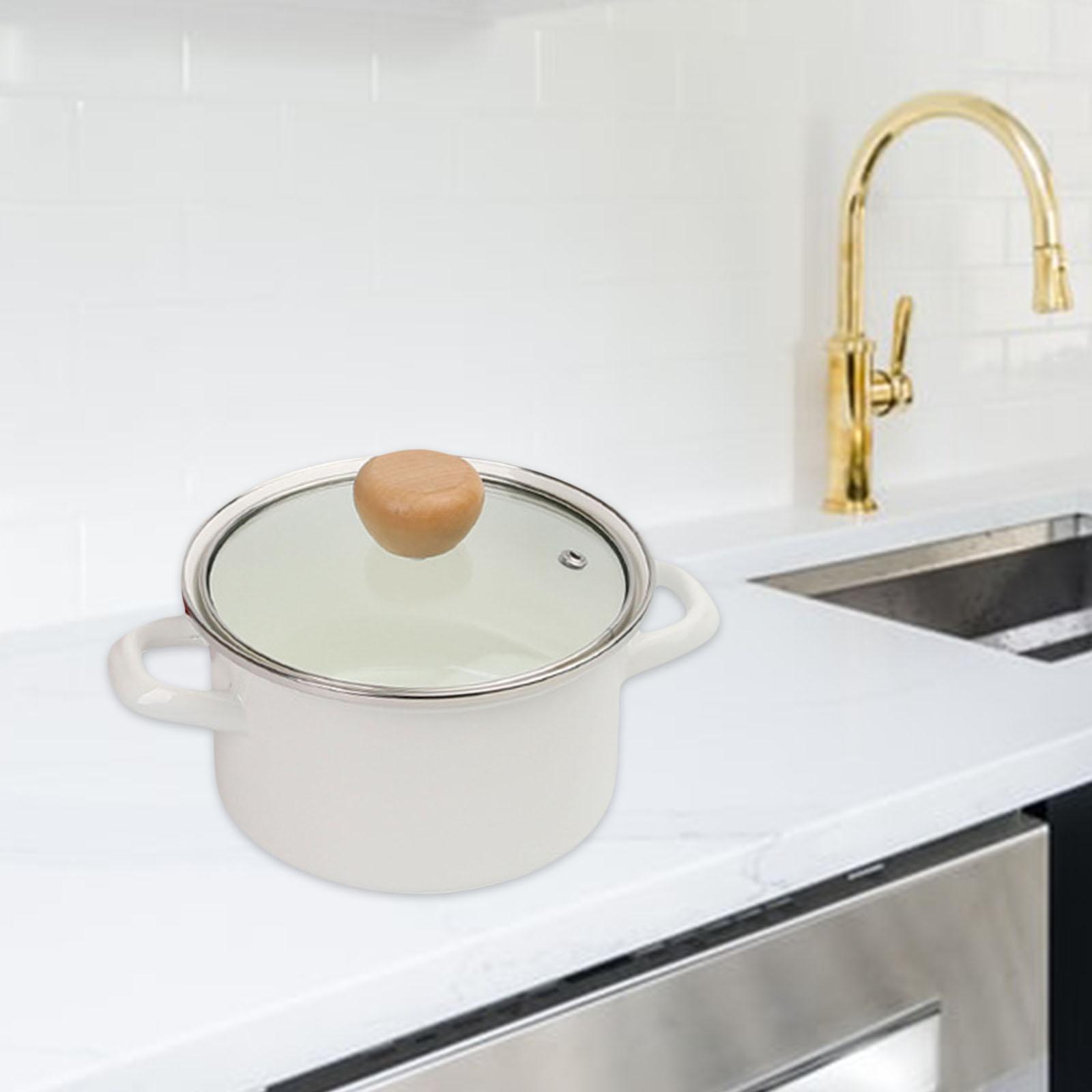 Enamel Saucepan Nonstick Pasta Pot Milk Pan Kitchen Cookware for Soup Milk