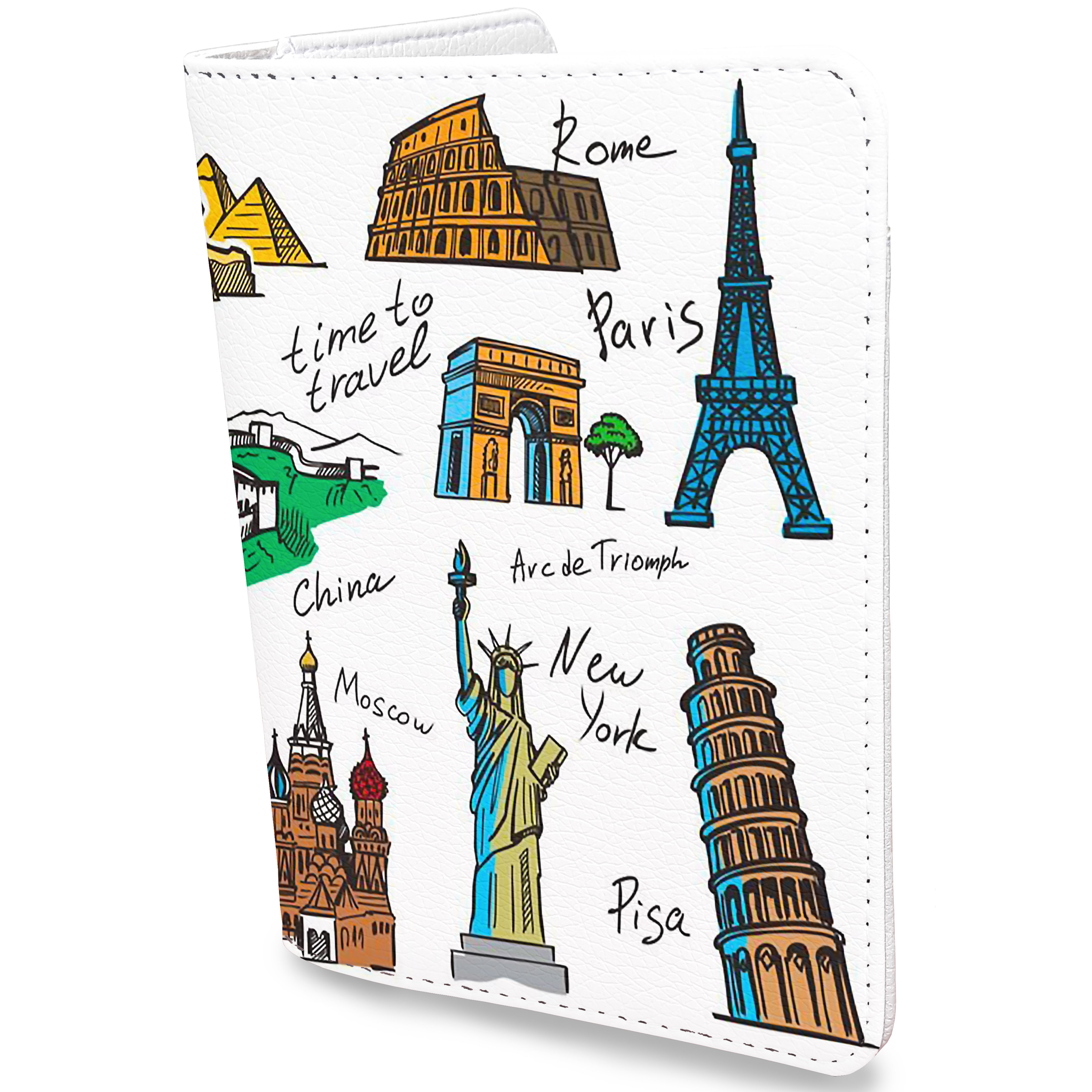 Ví Đựng Passport Du Lịch KỲ QUAN THẾ GIỚI - Bao Da Hộ Chiếu Và Phụ Kiện CUTE - Passport Cover Holder WORLD WONDER - Thiết Kế Độc Đáo - Nghệ Thuật - LT025