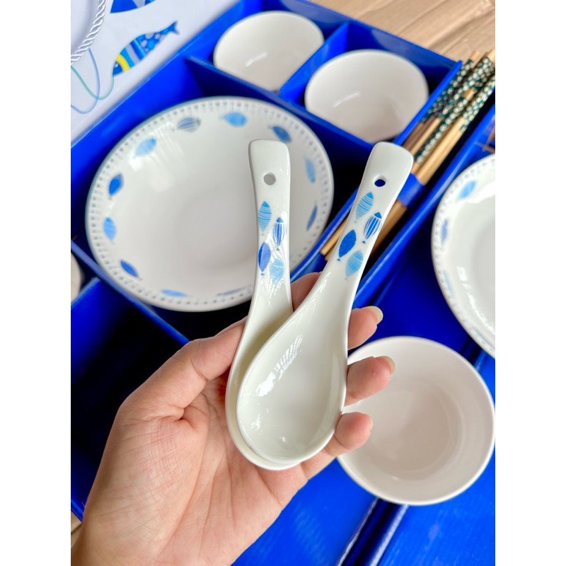 Bộ bát đĩa 14 món hoa văn Nhật Bản cao cấp Vân Phương Shop - Hàng chính hãng