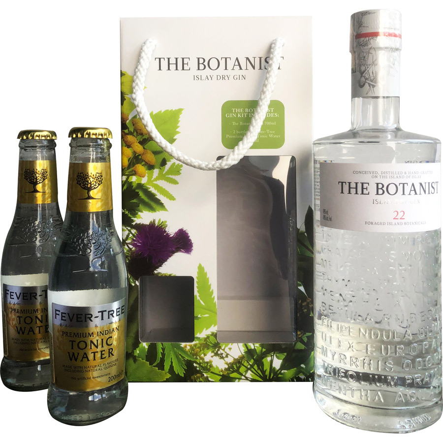 Set Cocktail Rượu Gin The Botanist Islay Dry Gin 46% 700ml + 02 Tonic Fever -Tree Indian Tonic - Kèm Hộp