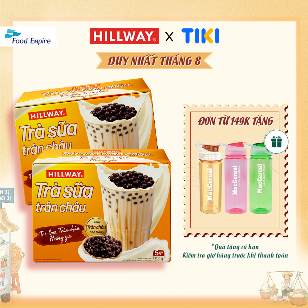 Combo 2 hộp Trà Sữa Trân Châu Hoà Tan - Hillway - Vị Truyền Thống (hộp 5 gói trà sữa, 5 gói trân châu)