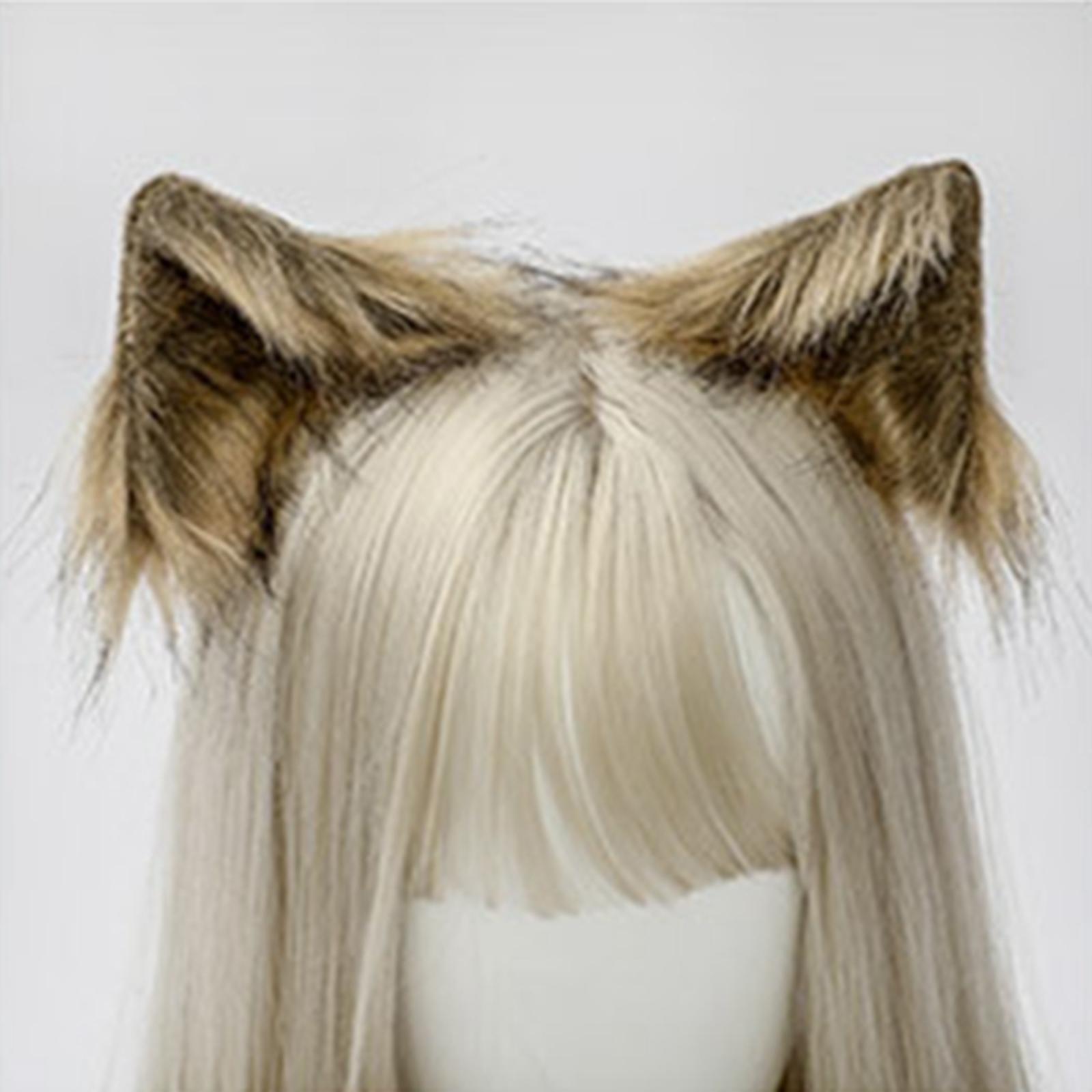2Pcs Plush Fox Ears and Tail Set Faux Fur Long Tails Cosplay Party Prop