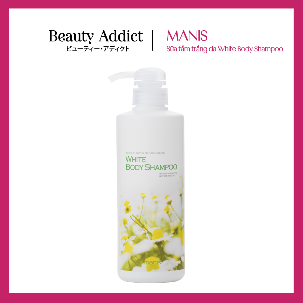 Sữa Tắm Trắng Da Dưỡng Ẩm Nhật Bản Manis White Body Shampoo 450ml, Tẩy Tế Bào Da Chết, Làm Sáng Da Và Ngăn Ngừa Lão Hóa