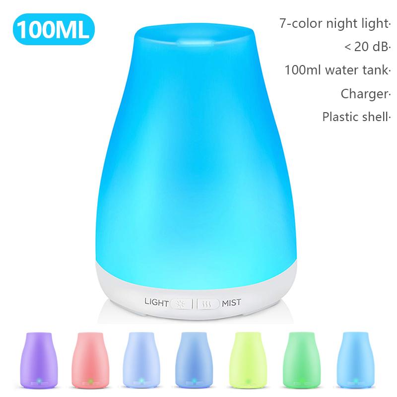 100ML Siêu Âm Thanh Máy Tạo Độ Ẩm Không Khí Mini Gia Đình Hương Thơm Khuếch Tán Phát Sáng 7 Màu Điện Thông Minh Máy Khuếch Tán Tinh Dầu Với Thời Gian