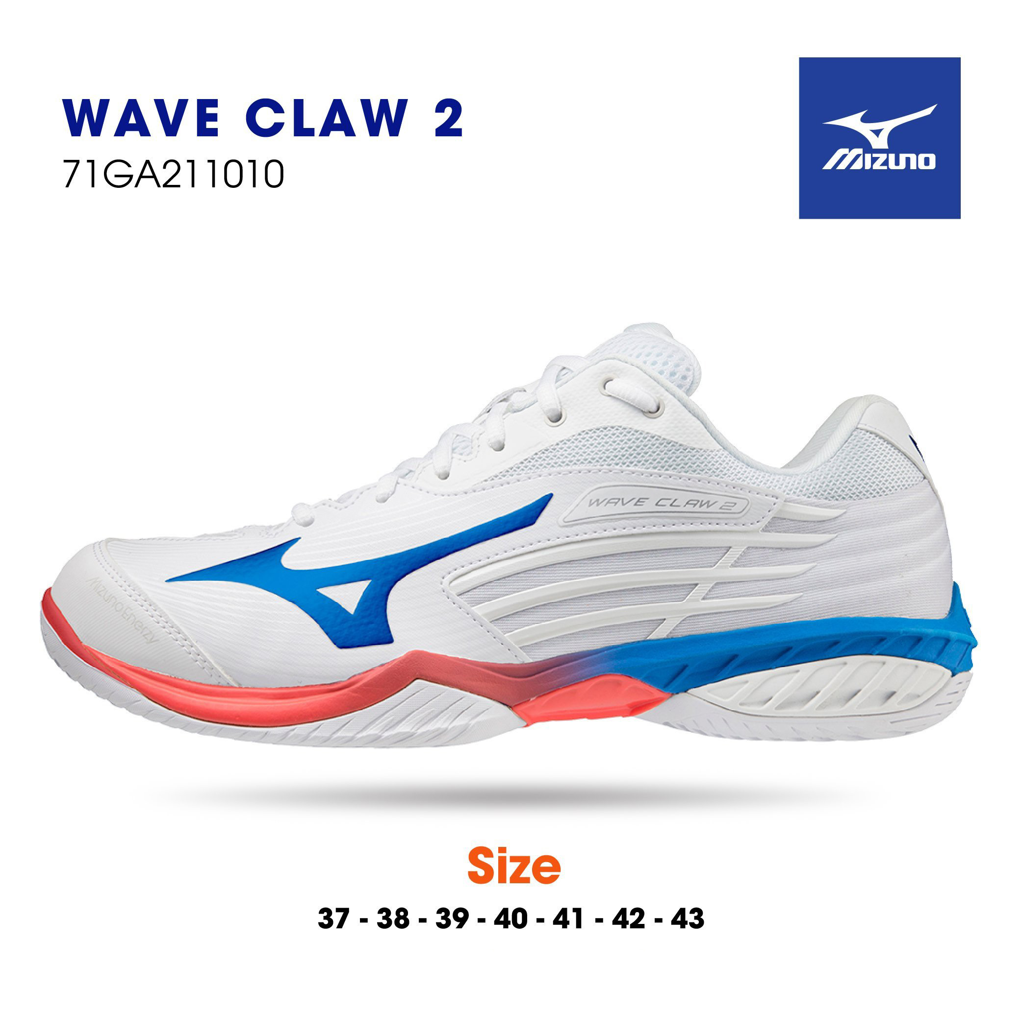 Giày cầu lông Mizuno chính hãng Wave Claw 2 71GA211006 mẫu mới có 3 màu lựa chọn-TẶNG TẤT THỂ THAO BENDU